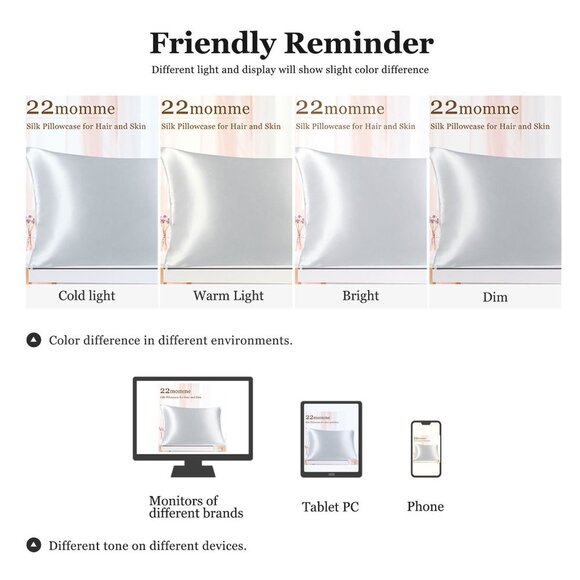 NEW The Golden Arch 100% Silk 22 Momme Pillowcase Pink, Size F - Picture 6 of 14